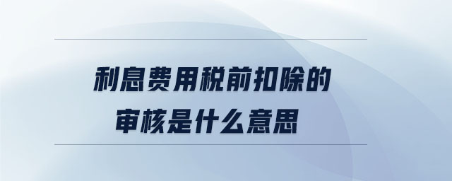 利息費用稅前扣除的審核是什么意思