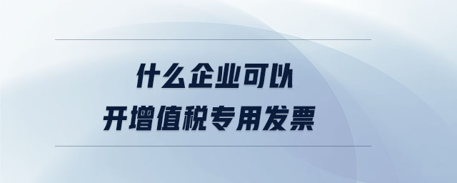 什么企業(yè)可以開增值稅專用發(fā)票 什么企業(yè)可以開增值稅專用發(fā)票