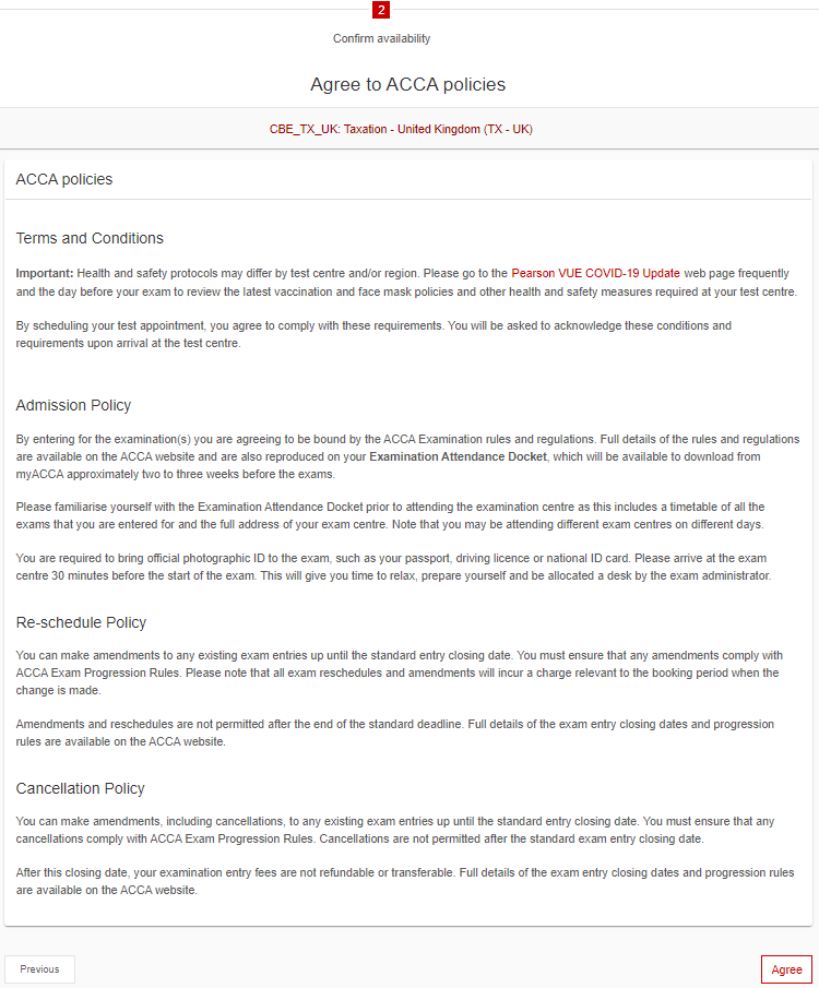 出現(xiàn)閱讀考試相關(guān)規(guī)定頁(yè)面，閱讀完畢后，下拉到頁(yè)面底部點(diǎn)擊“Agree”