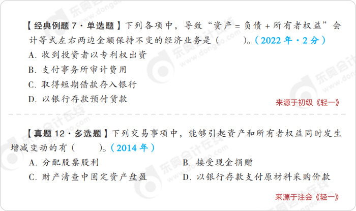 初級注會習(xí)題對比