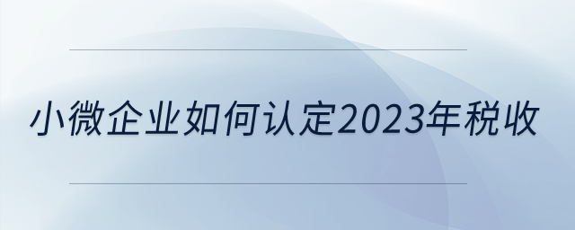 小微企業(yè)如何認(rèn)定2023年稅收？