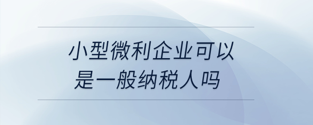 小型微利企業(yè)可以是一般納稅人嗎？