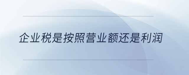 企業(yè)稅是按照營業(yè)額還是利潤