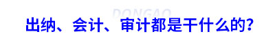 初級會計：出納、會計、審計都是干什么的？
