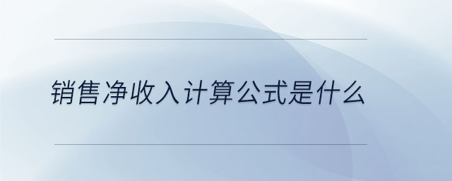 銷售凈收入計(jì)算公式是什么 銷售凈收入計(jì)算公式是什么