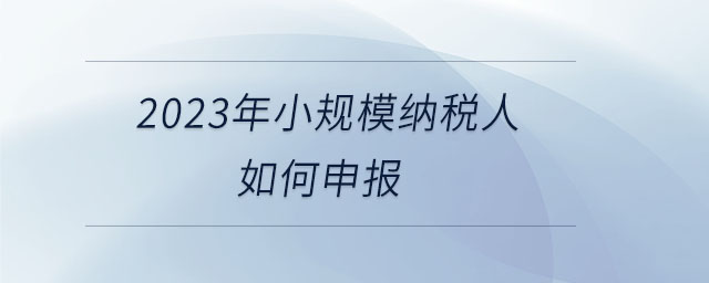 2023年小規(guī)模納稅人如何申報(bào) 2023年小規(guī)模納稅人如何申報(bào)