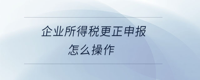 企業(yè)所得稅更正申報怎么操作 企業(yè)所得稅更正申報怎么操作