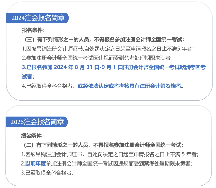 報(bào)名條件變化 報(bào)名條件變化