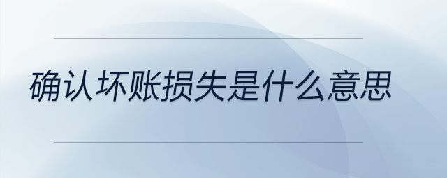 確認(rèn)壞賬損失是什么意思 確認(rèn)壞賬損失是什么意思