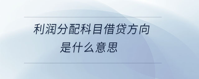 利潤分配科目借貸方向是什么意思 利潤分配科目借貸方向是什么意思