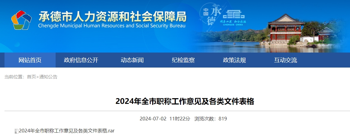 河北承德市2024年全市職稱申報(bào)評(píng)審工作的通知