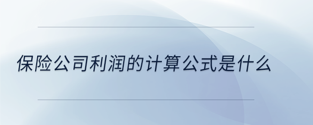 保險(xiǎn)公司利潤(rùn)的計(jì)算公式是什么 保險(xiǎn)公司利潤(rùn)的計(jì)算公式是什么