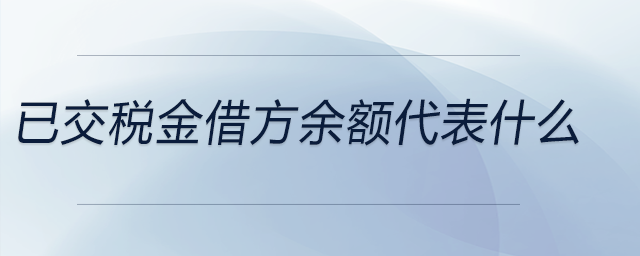 已交稅金借方余額代表什么 已交稅金借方余額代表什么
