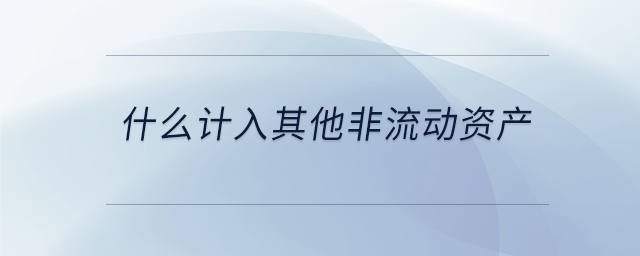 什么計(jì)入其他非流動(dòng)資產(chǎn) 什么計(jì)入其他非流動(dòng)資產(chǎn)