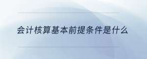 會計核算基本前提條件是什么