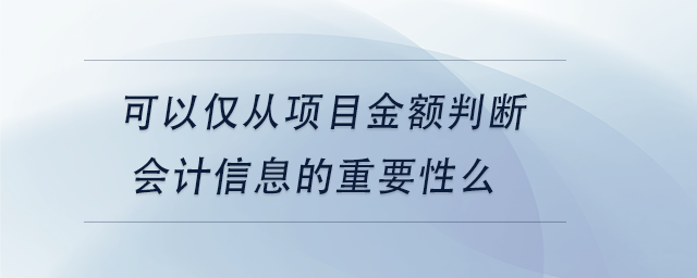 中級會計可以僅從項目金額判斷會計信息的重要性么