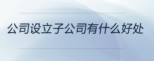公司設(shè)立子公司有什么好處 公司設(shè)立子公司有什么好處