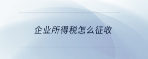 企業(yè)所得稅怎么征收