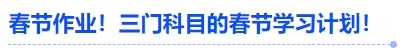 中級會計春節(jié)作業(yè)！三門科目的春節(jié)學(xué)習計劃！