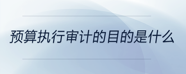 預(yù)算執(zhí)行審計(jì)的目的是什么 預(yù)算執(zhí)行審計(jì)的目的是什么