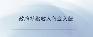 政府補貼收入怎么入賬