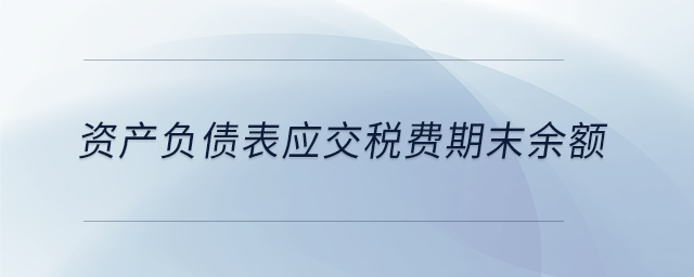 資產(chǎn)負(fù)債表應(yīng)交稅費(fèi)期末余額 資產(chǎn)負(fù)債表應(yīng)交稅費(fèi)期末余額