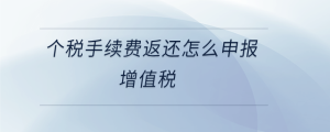 個(gè)稅手續(xù)費(fèi)返還怎么申報(bào)增值稅