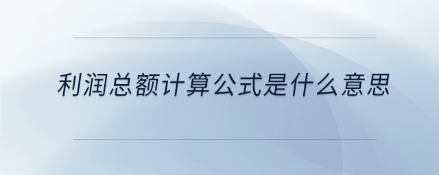 利潤總額計算公式是什么意思
