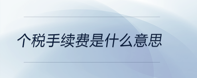 個稅手續(xù)費是什么意思 個稅手續(xù)費是什么意思