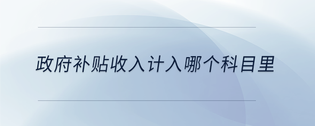 政府補(bǔ)貼收入計(jì)入哪個(gè)科目里