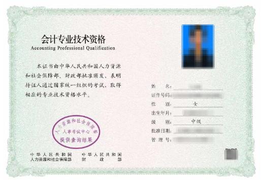 中級(jí)會(huì)計(jì)合格證書