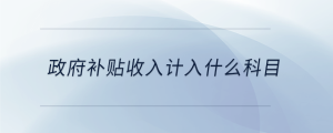 政府補貼收入計入什么科目