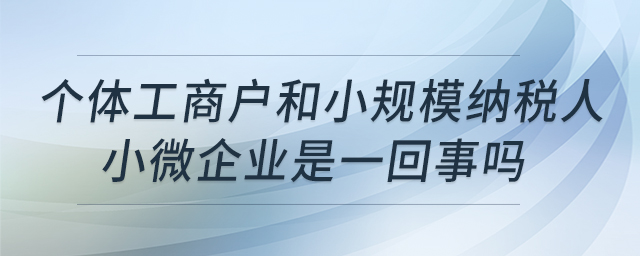 個(gè)體工商戶和小規(guī)模納稅人、小微企業(yè)是一回事嗎