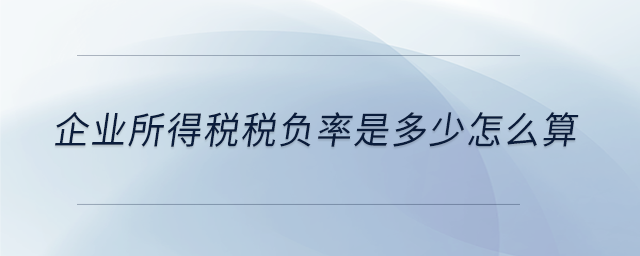 企業(yè)所得稅稅負(fù)率是多少怎么算