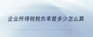 企業(yè)所得稅稅負率是多少怎么算