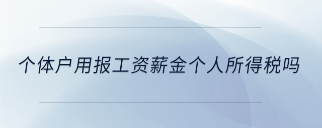 個(gè)體戶用報(bào)工資薪金個(gè)人所得稅嗎 個(gè)體戶用報(bào)工資薪金個(gè)人所得稅嗎