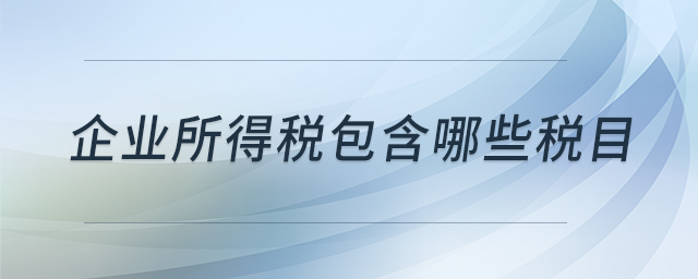 企業(yè)所得稅包含哪些稅目