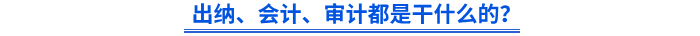 出納、會(huì)計(jì)、審計(jì)都是干什么的？