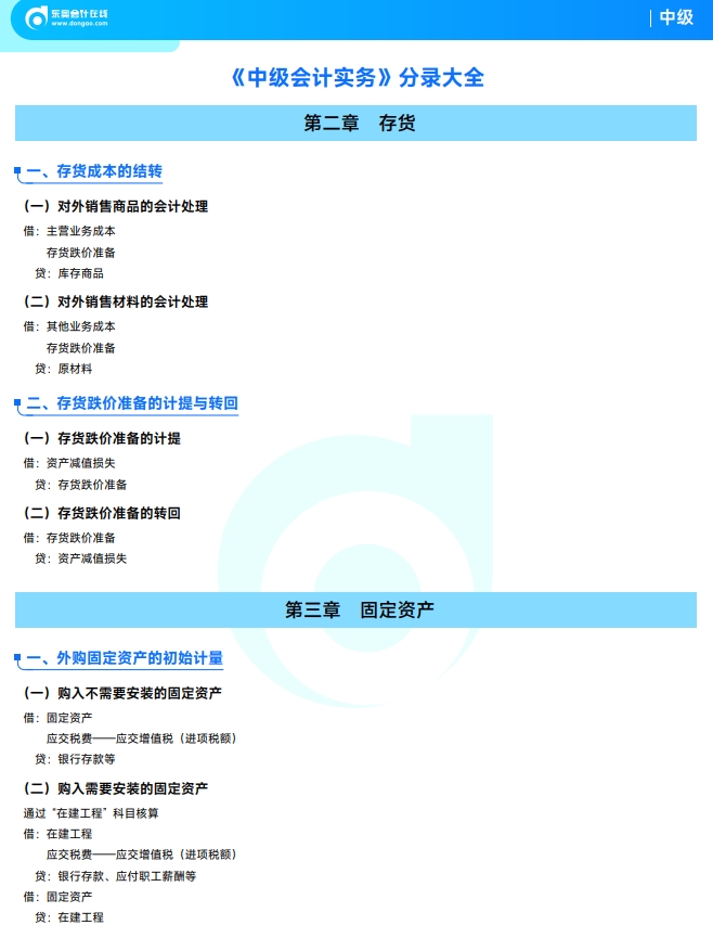 《中級會計實務》分錄大全