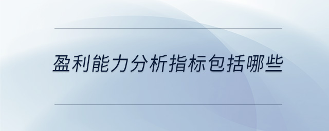 盈利能力分析指標(biāo)包括哪些