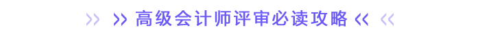 高級(jí)會(huì)計(jì)師評(píng)審必讀攻略