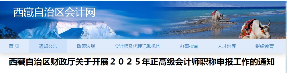 西藏2025年正高級會計師資格評審申報工作的通知