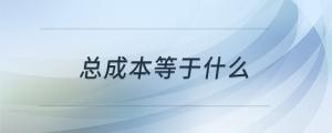 總成本等于什么