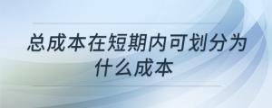 總成本在短期內(nèi)可劃分為什么成本