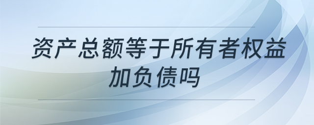 資產總額等于所有者權益加負債嗎 資產總額等于所有者權益加負債嗎
