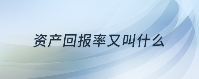 資產(chǎn)回報率又叫什么