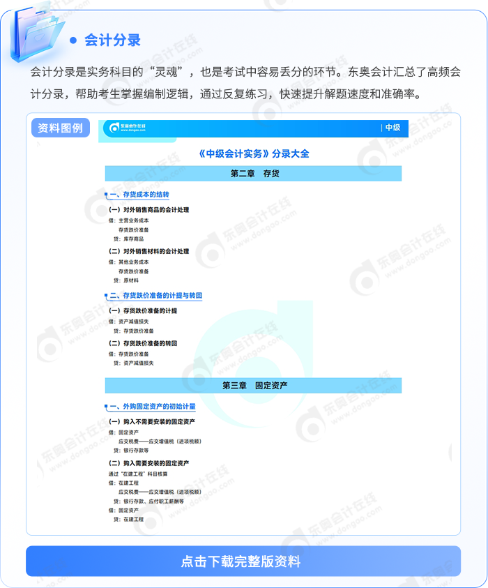 中級會計(jì)分錄