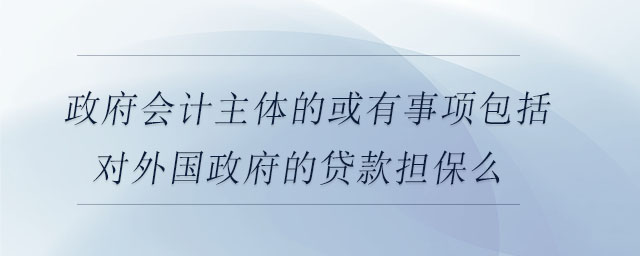 政府會計主體的或有事項包括對外國政府的貸款擔保么 政府會計主體的或有事項包括對外國政府的貸款擔保么