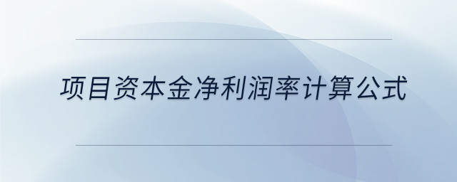 項目資本金凈利潤率計算公式