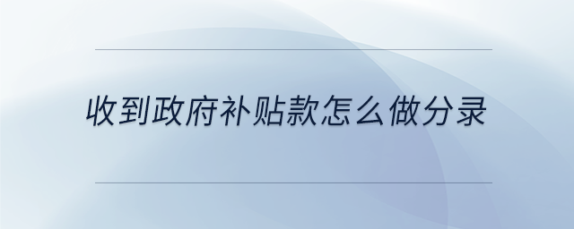 收到政府補貼款怎么做分錄 收到政府補貼款怎么做分錄